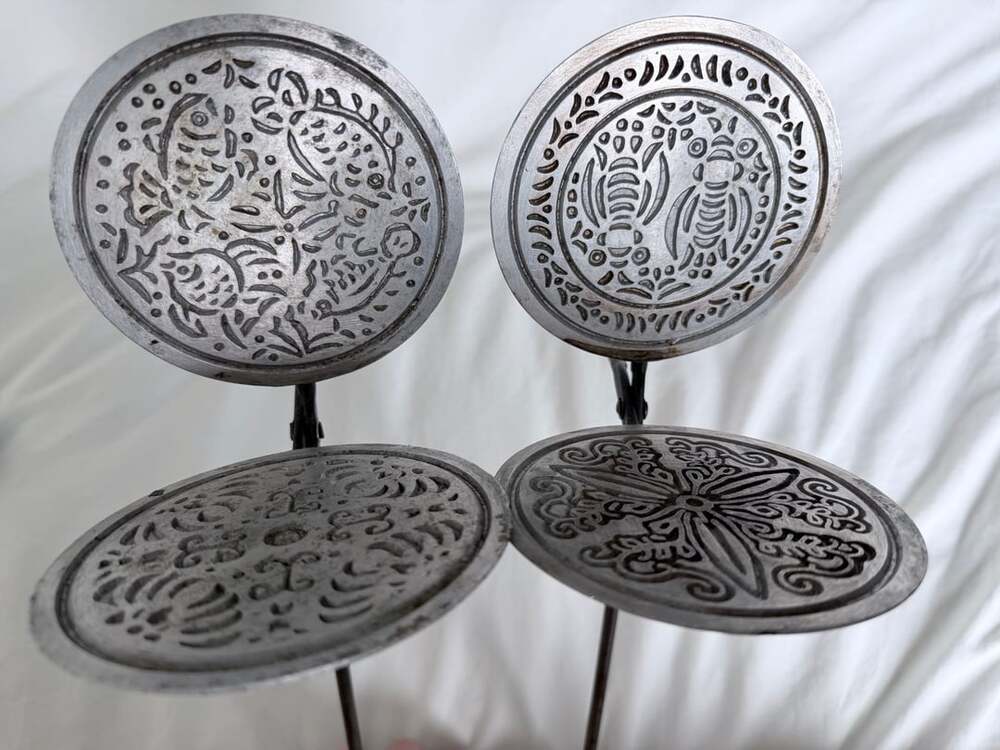 Vintage Traditional Kuih Kapit Love Letter Mold Egg Roll Maker Aluminum Pan Set